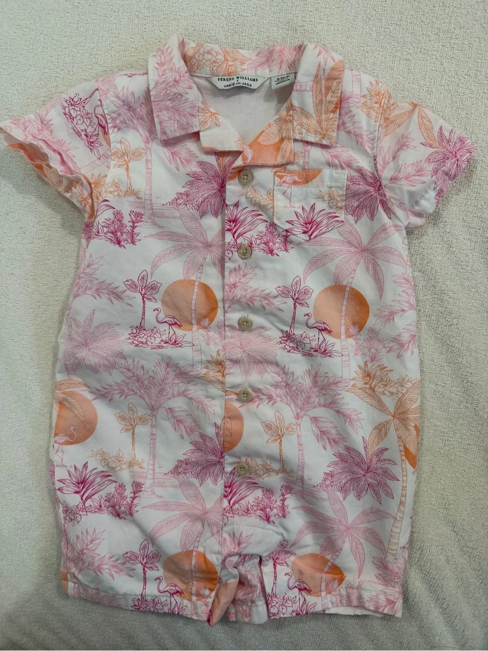 Jannie and Jack(X Serena Williams) flamingo shirt style onesies 3-6M